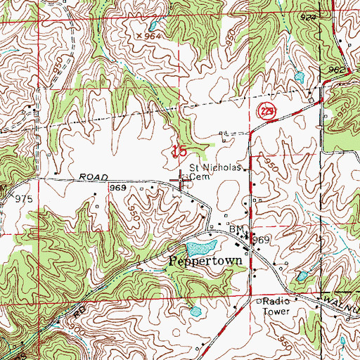 Topographic Map of Saint Nicholas Cemetery, IN