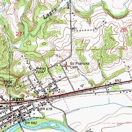 Topographic Map of Saint Patrick Cemetery, IN