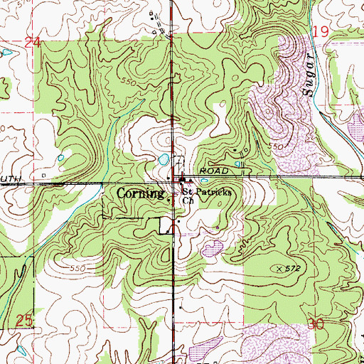 Topographic Map of Saint Patricks Church, IN