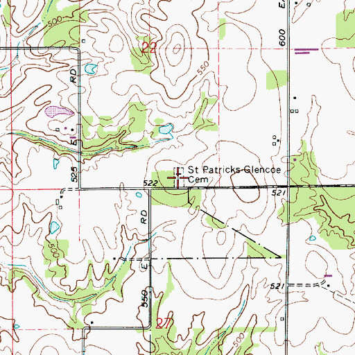 Topographic Map of Saint Patricks Glencoe Cemetery, IN