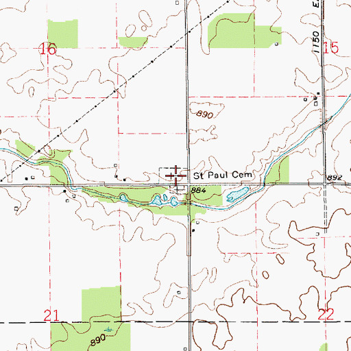 Topographic Map of Saint Paul Cemetery, IN