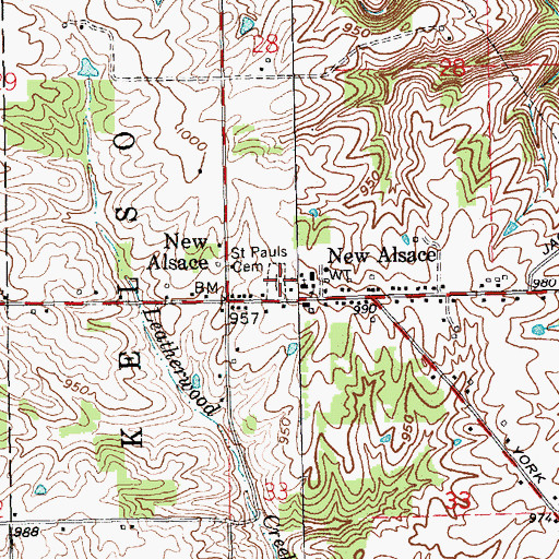 Topographic Map of Saint Pauls Cemetery, IN