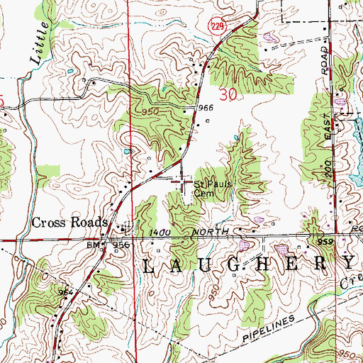 Topographic Map of Saint Pauls Cemetery, IN