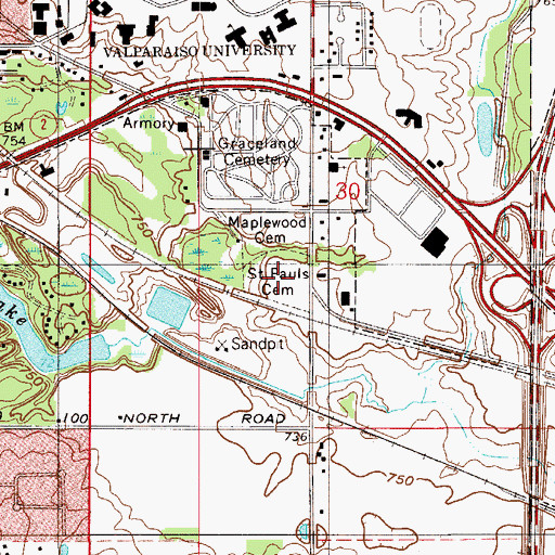 Topographic Map of Saint Pauls Cemetery, IN