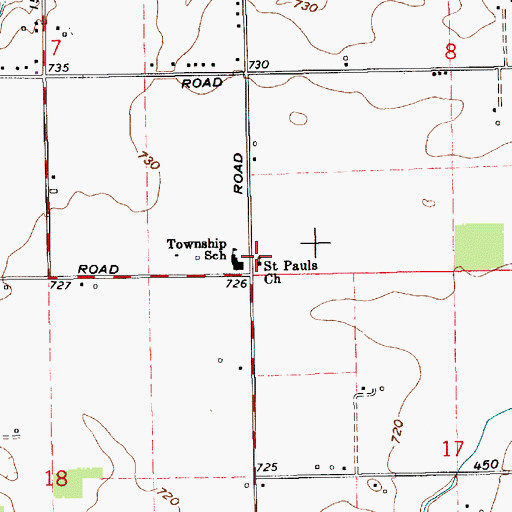 Topographic Map of Saint Pauls Church, IN