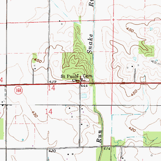 Topographic Map of Saint Pauls Church, IN