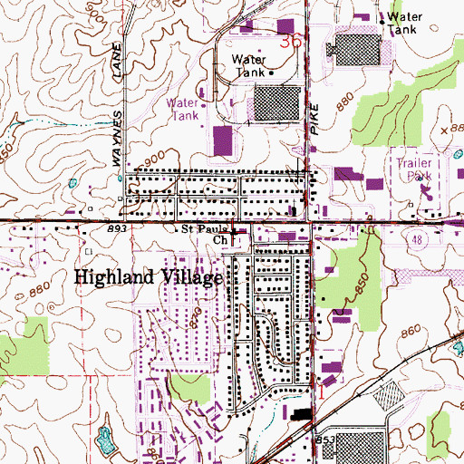 Topographic Map of Saint Pauls Church, IN