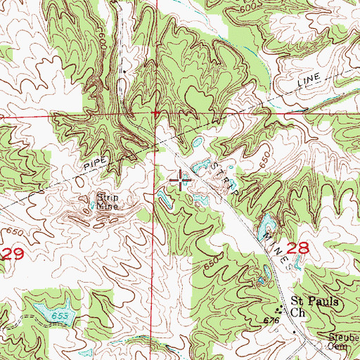 Topographic Map of Saint Pauls Church, IN
