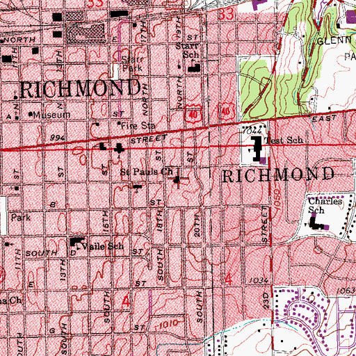 Topographic Map of Saint Pauls Church, IN