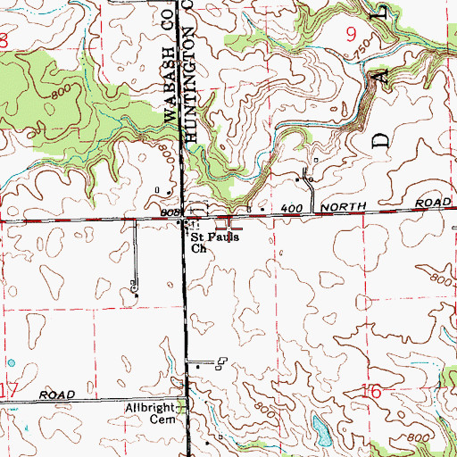 Topographic Map of Saint Pauls Church, IN