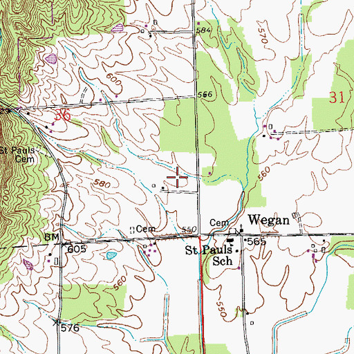 Topographic Map of Saint Pauls School, IN