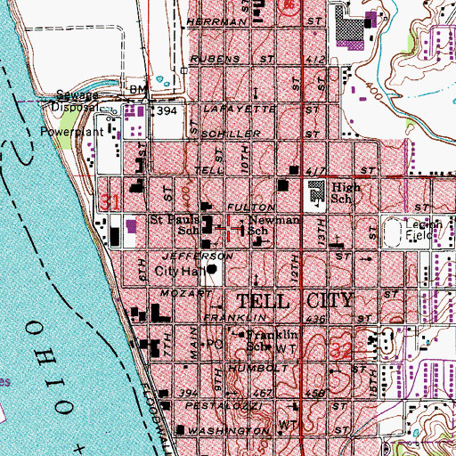 Topographic Map of Saint Paul Elementary School, IN