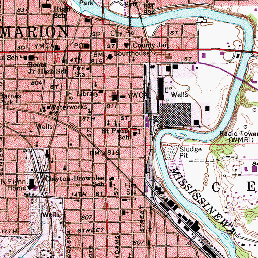 Topographic Map of Saint Paul School, IN