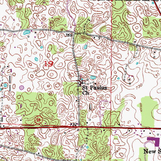 Topographic Map of Saint Paulus Church, IN