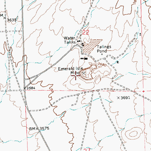 Topographic Map of Emerald Isle Mine, AZ