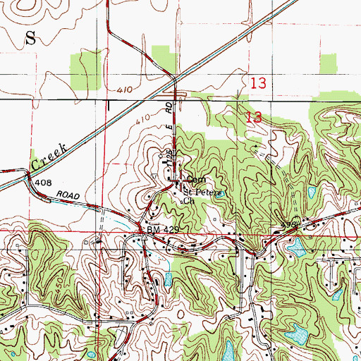 Topographic Map of Saint Peters Church, IN