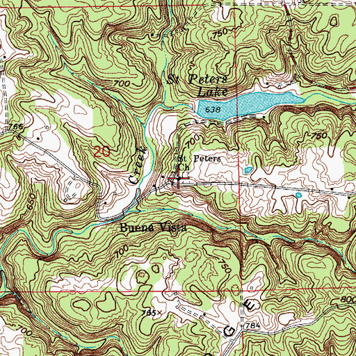 Topographic Map of Saint Peters Church, IN