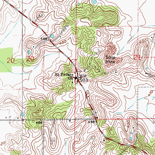 Topographic Map of Saint Peters Church, IN