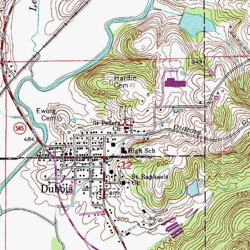 Topographic Map of Saint Peters Church, IN