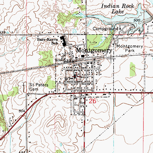 Topographic Map of Saint Peters Church, IN