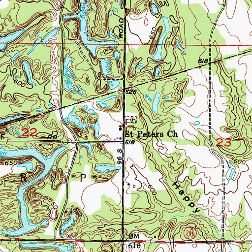 Topographic Map of Saint Peters Church, IN