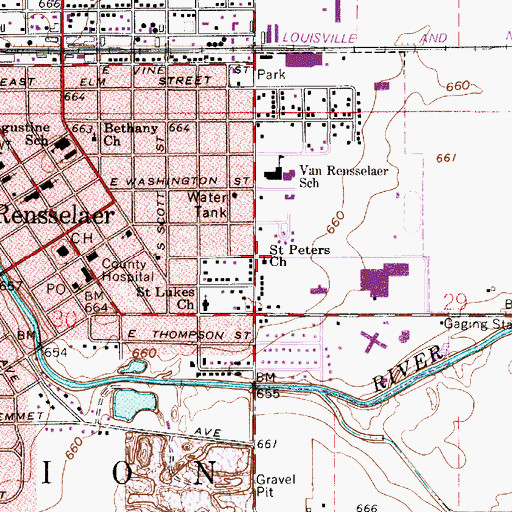 Topographic Map of Saint Peters Church, IN