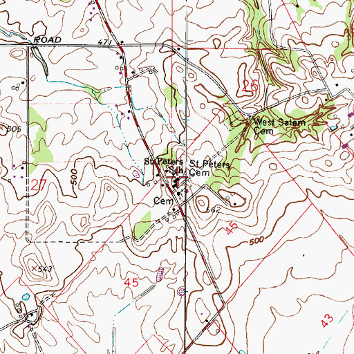 Topographic Map of Saint Peters Lutheran School, IN