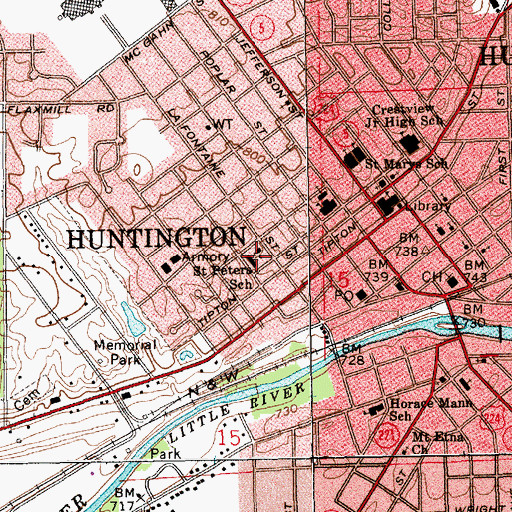 Topographic Map of Saint Peter Lutheran School, IN