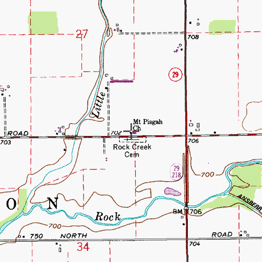 Topographic Map of Saint Pisgah Church, IN