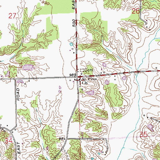 Topographic Map of Saint Pius Church, IN