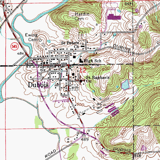 Topographic Map of Saint Raphaels Church, IN