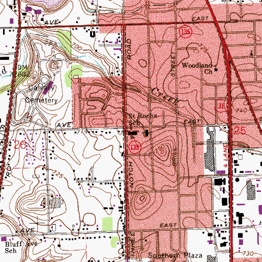Topographic Map of Saint Roch School, IN
