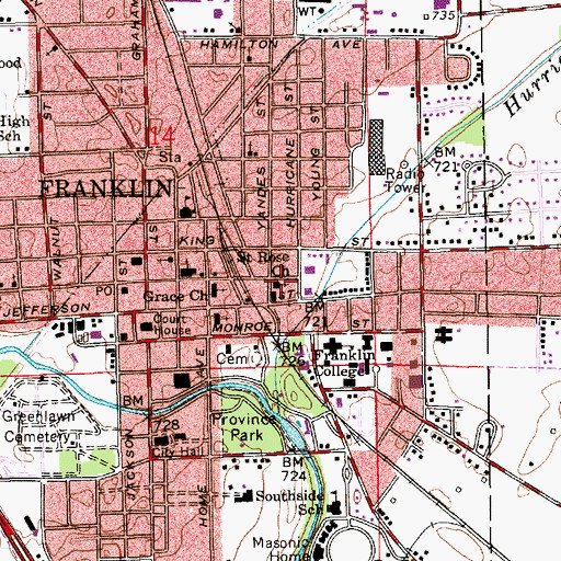 Topographic Map of Saint Rose Church, IN