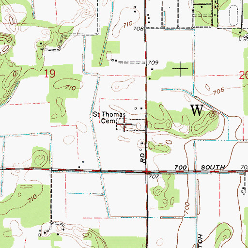 Topographic Map of Saint Thomas Cemetery, IN