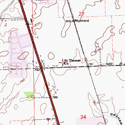 Topographic Map of Saint Thomas Episcopal Church, IN