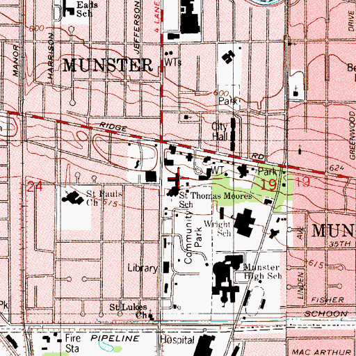Topographic Map of Saint Thomas More School, IN