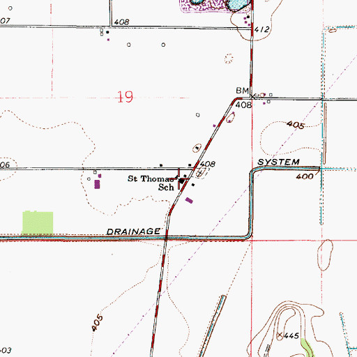 Topographic Map of Saint Thomas School, IN