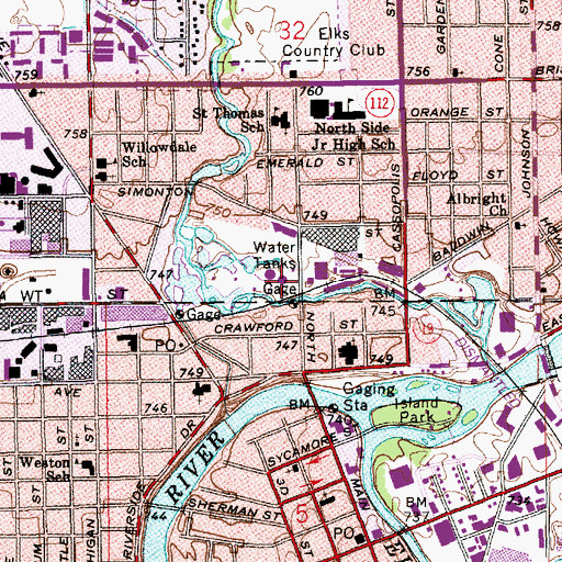 Topographic Map of Saint Thomas the Apostle School, IN