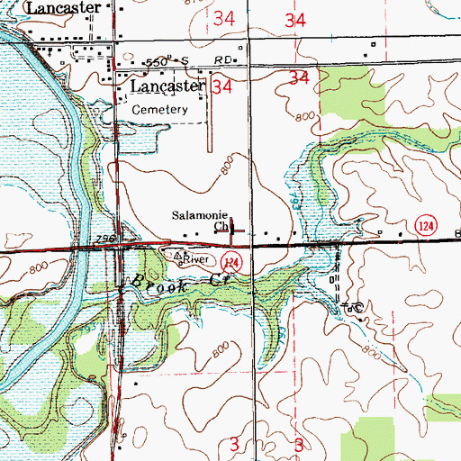 Topographic Map of Salamonie Church, IN