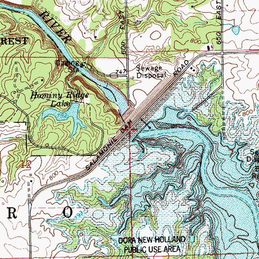 Topographic Map of Salamonie Dam, IN