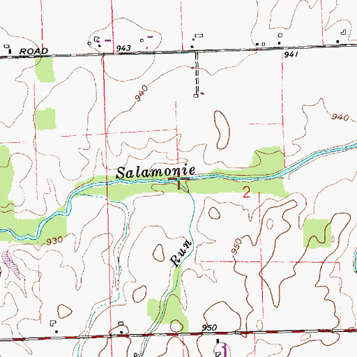 Topographic Map of Sale Run, IN