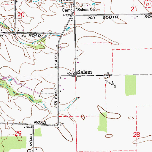 Topographic Map of Salem, IN