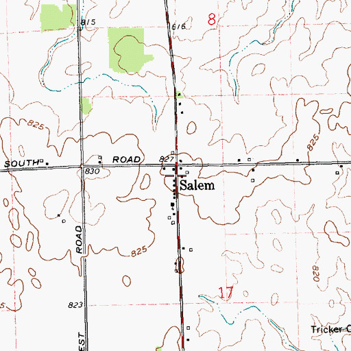 Topographic Map of Salem, IN