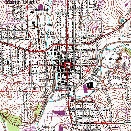 Topographic Map of Salem, IN