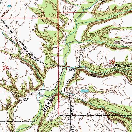 Topographic Map of Salem Branch, IN
