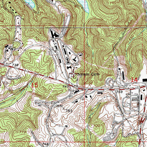 Topographic Map of Salem Cemetery, IN