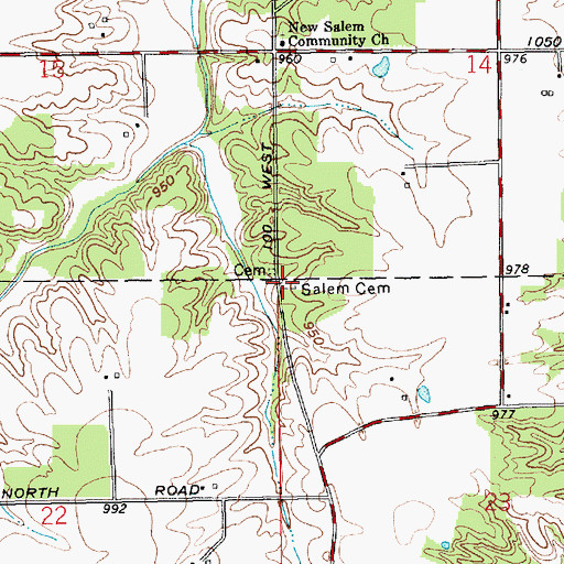Topographic Map of Old Salem Cemetery, IN