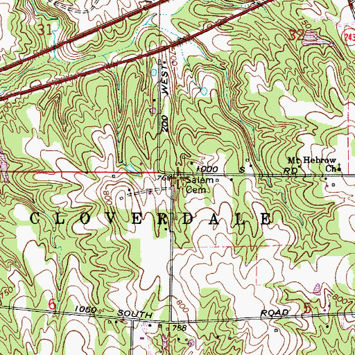 Topographic Map of Salem Cemetery, IN