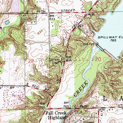 Topographic Map of Salem Cemetery, IN