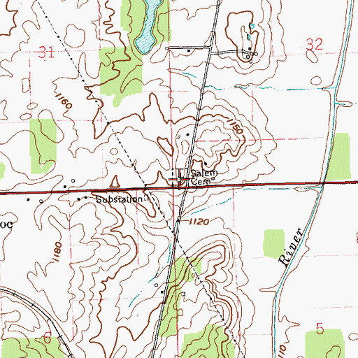Topographic Map of Salem Cemetery, IN